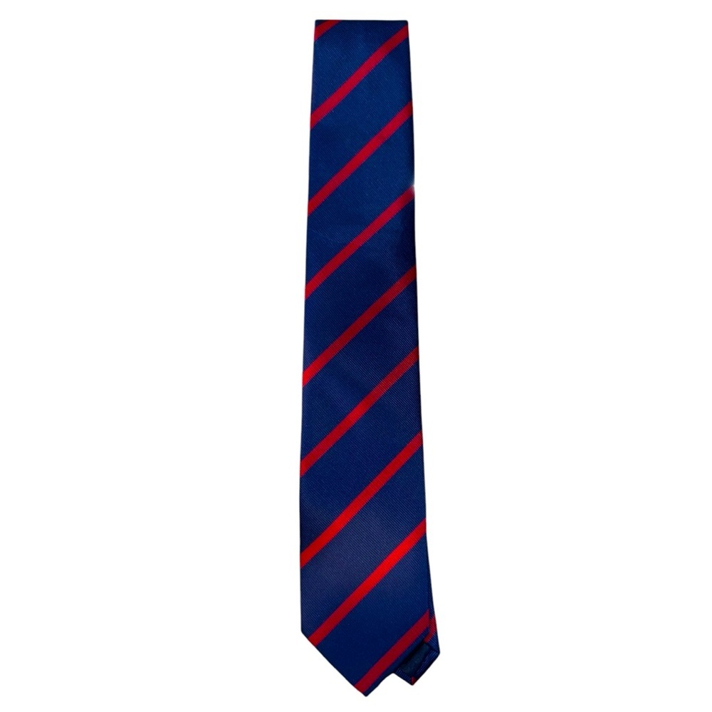 LUTHER PIKE SEATTLE Handmade Blue & Red Striped Tie - Picture 2 of 11